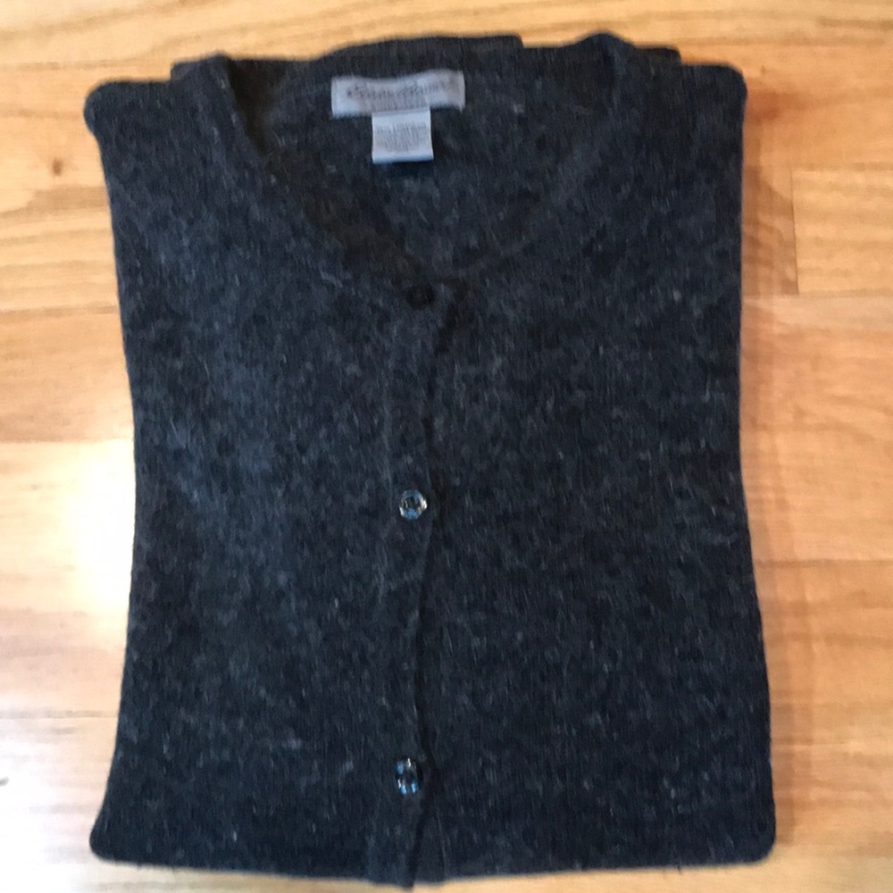 Eddie Bauer gray wool cardigan, EUC